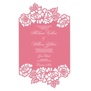 Floral frame card laser cut Wedding Invitation template 5x7 Vector DXF SVG PLT files, for Silhouette Cameo, Cricut cutting files