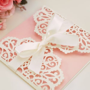 Lace Gate-fold Wedding Invitation laser cut 5x5 Square Card Template, fichier de découpe SVG DXF, Silhouette Cameo, Cricut Téléchargement numérique