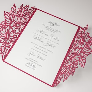 5x7 Gate-fold Wedding Invitation laser cut Card Template, Hibiscus SVG DXF fichier de coupe, Silhouette Cameo, Cricut Téléchargement numérique