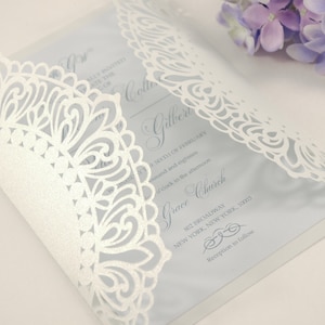 5x7 Gate-fold Wedding Invitation laser cut Card Template, Ornate lace SVG DXF cutting file, Silhouette Cameo, Cricut Digital download