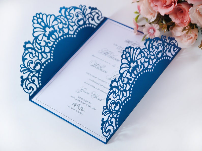 5x7 Gate-fold Wedding Invitation laser cut Card Template, Ornate lace SVG DXF cutting file, Silhouette Cameo, Cricut Digital download image 1
