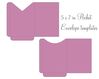 Simple/Blank Pocket Envelope 5x7, SVG Templates, Quinceanera card, laser cut file, Silhouette Cameo, Cricut