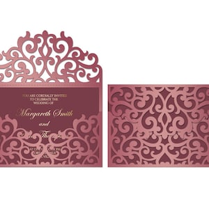 5x7 Laser cut Pocket Wedding Invitation Envelope, SVG, ai, cdr, eps, pdf Template, Silhouette Cameo, Cricut digital cutting file