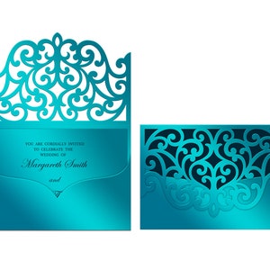 Busta per invito a nozze tascabile tagliata al laser 5x7, modello SVG, carta Quinceanera, file di taglio vettoriali, Silhouette Cameo, Cricut
