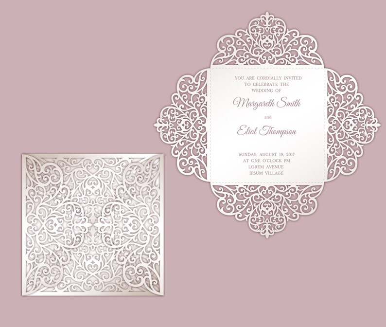 Set Cricut Wedding Invitation Template Tri Fold Gate Fold Etsy