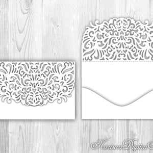 Wedding Invitation Pocket Envelope 5x7&#39;&#39; Cricut, Silhouette cameo, SVG, Laser cut template.