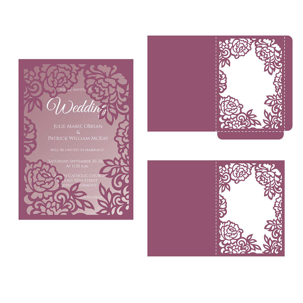 Download Floral Lace Frame Wedding Invitation Pocket Envelope 5x7 Svg Etsy