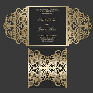 6x6 Gate-fold Hochzeitseinladung lasergeschnitten - Grid Lace Kartenvorlage, AI SVG DXF Schneidedatei, Silhouette Cameo, Cricut Digitaler Download
