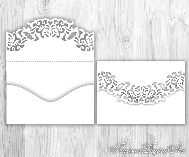 Download Wedding Invitation Pocket Envelope 5x7 SVG Template Lace ...