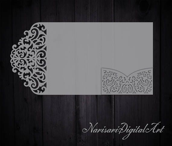 Download Tri-Fold 5x7 Wedding Invitation Pocket Envelope SVG ...