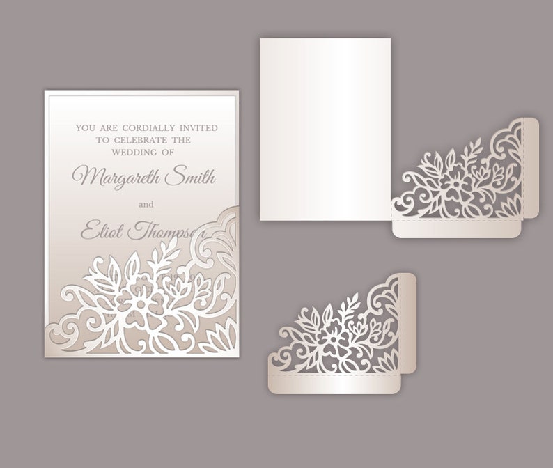 Download Tri Fold Pocket Envelope Dxf Svg Silhouette Cameo Bellyband Cricut Template Gate Fold Menu Laser Cut Wedding Invitation Set Paper Invitations Announcements Delage Com Br