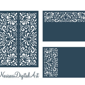 SVG DXF Laserschneidedateien Set Hochzeitseinladungskartenvorlagen 5x7'', 4x6'' Torfalte, Quinceanera, Silhouette Cameo, Cricut