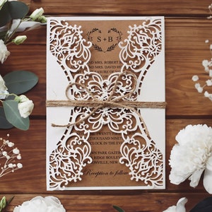 SVG 5x7 Spitzendeckchen Gate-fold Hochzeitseinladung Laser geschnittene Kartenvorlage, SVG DXF Schneidedatei, Silhouette Cameo, Cricut