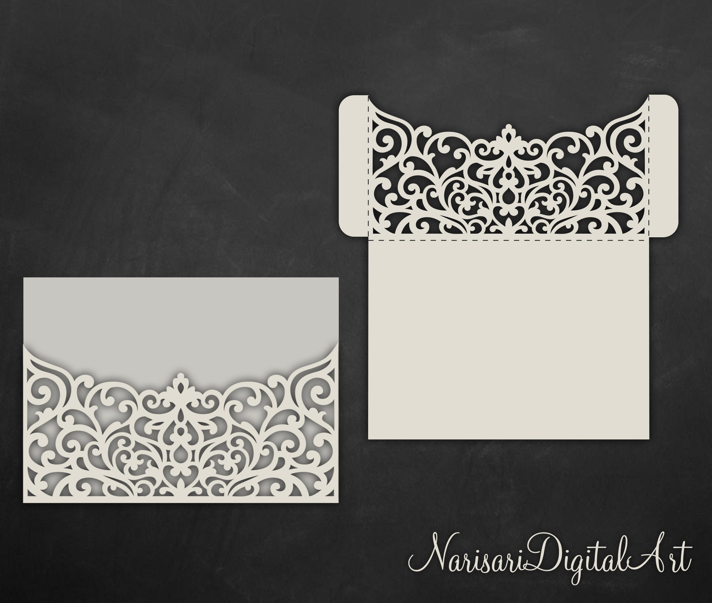 Download SVG Wedding Invitation Pocket Envelope 5x7 Template | Etsy