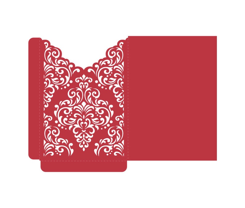 5x7 Laser Cut Pocket Wedding Invitation Envelope Damask Etsy Canada