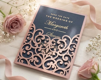 Laser cut Pocket Wedding Invitation Envelope 5x7, 5x5 , SVG, ai, cdr, eps, Template, Quinceanera card, Silhouette Cameo, Cricut cutting file