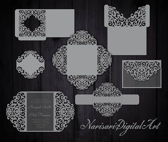 Download Big Set Cricut Wedding Invitation Template Gate Fold Card / | Etsy