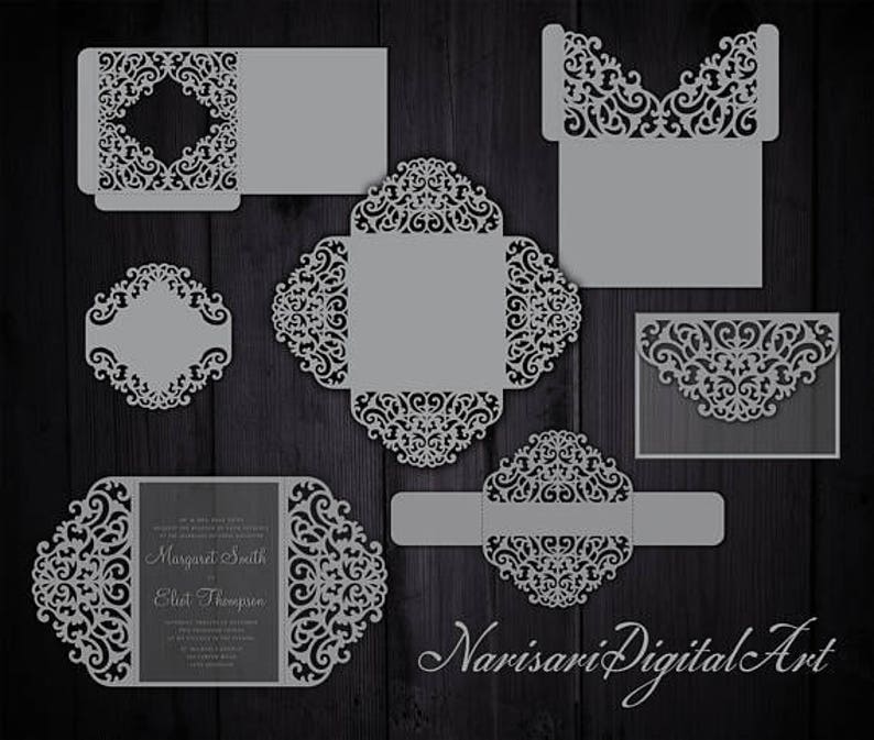 Download Big Set Cricut Wedding Invitation Template Gate Fold Card ...