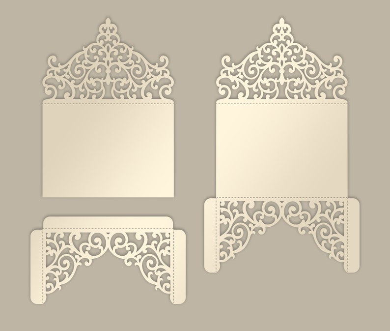 Download 5x7 Laser cut Pocket Wedding Invitation Envelope SVG ai | Etsy
