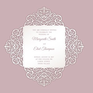 Invito a nozze - svg dxf ai cdr eps Biglietto di nozze quadruplo - Modello modello busta - Taglio laser - Cricut, Silhouette Cameo