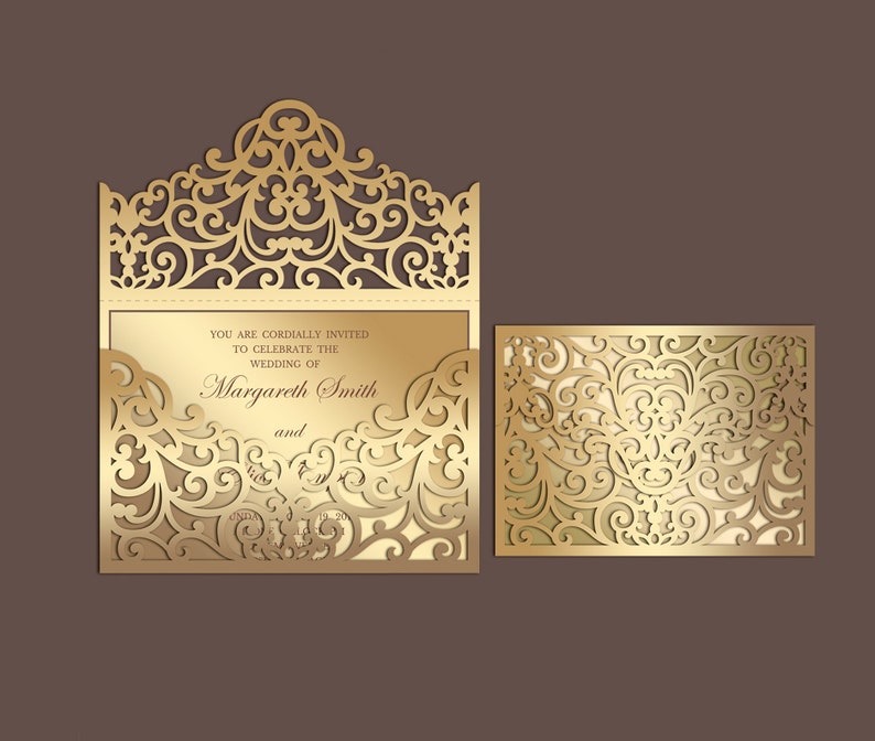 Download Laser cut Pocket Wedding Invitation Envelope 5x7 SVG | Etsy