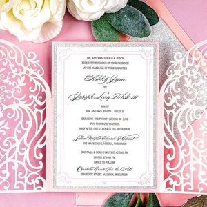 5x7'' Gate Fold Door Wedding Invitation Card Template, Quinceanera, laser cut, SVG DXF CDR cutting file, Silhouette Cameo, Cricut template