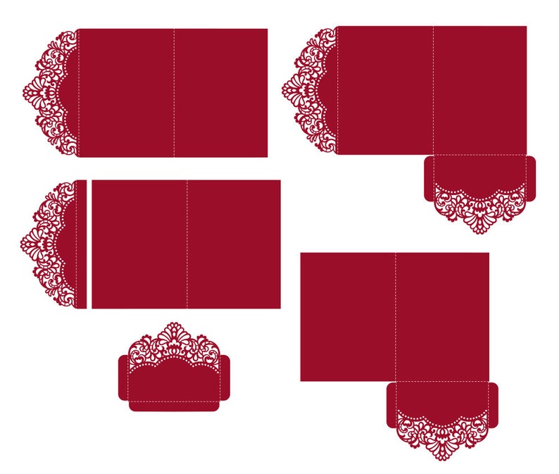 Tri Fold 5x7 Wedding Invitation Pocket Envelope SVG Template Etsy