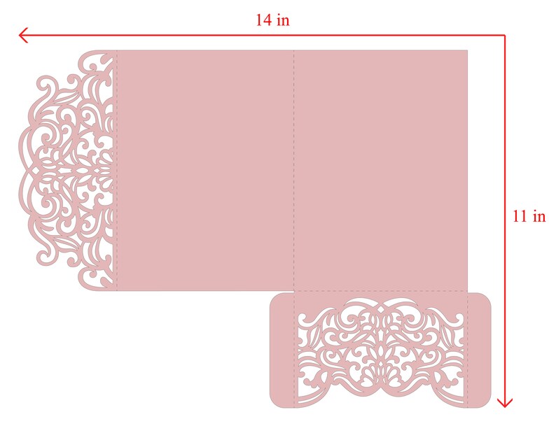 Download Tri Fold pocket envelope 5x7 Wedding Invitation DXF SVG ...
