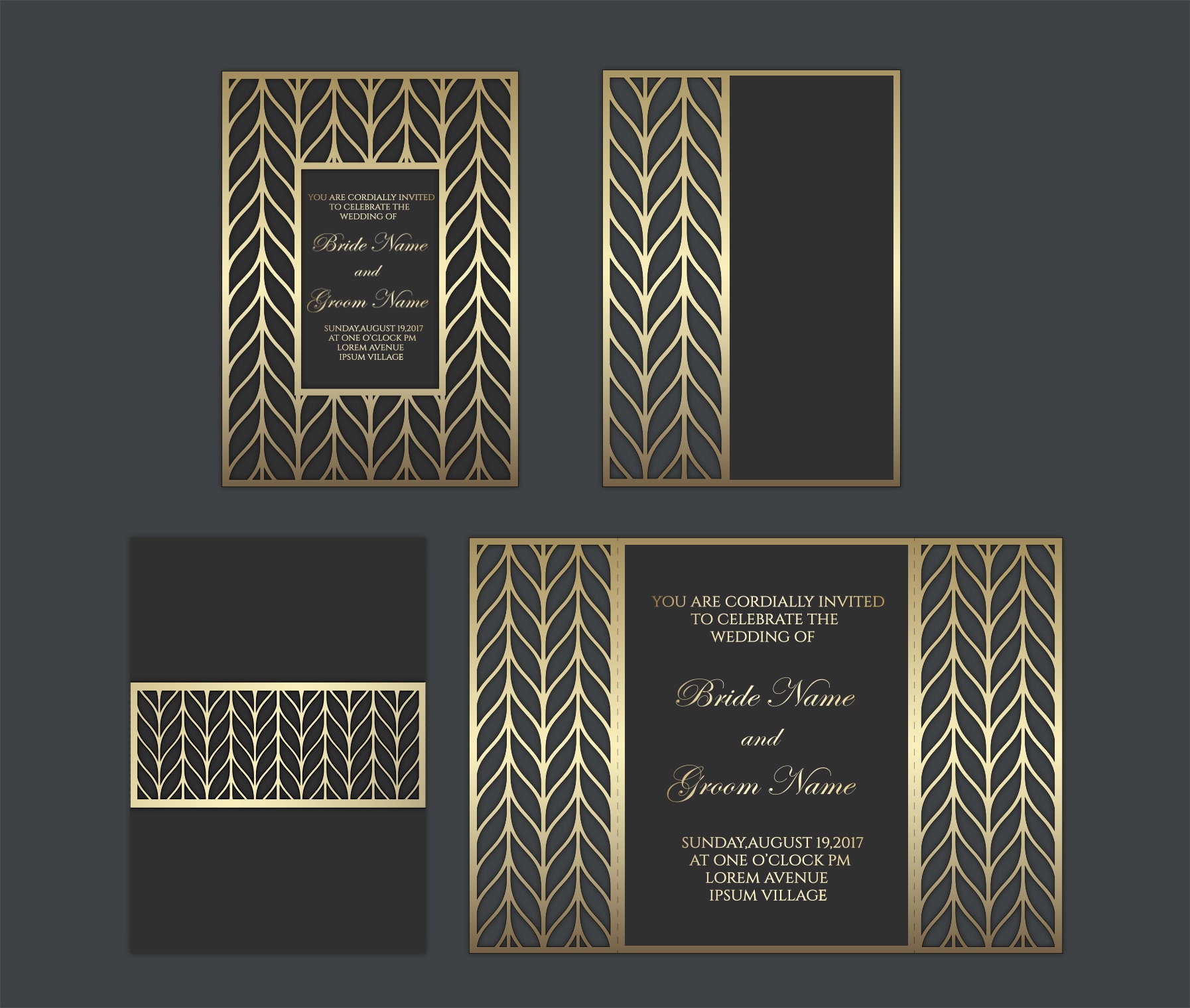 Laser Cut Wedding Invitation Template Set 5x7 Gate Fold Etsy Laser Cut Wedding Invitation Template Set 5x7 Gate Fold Etsy