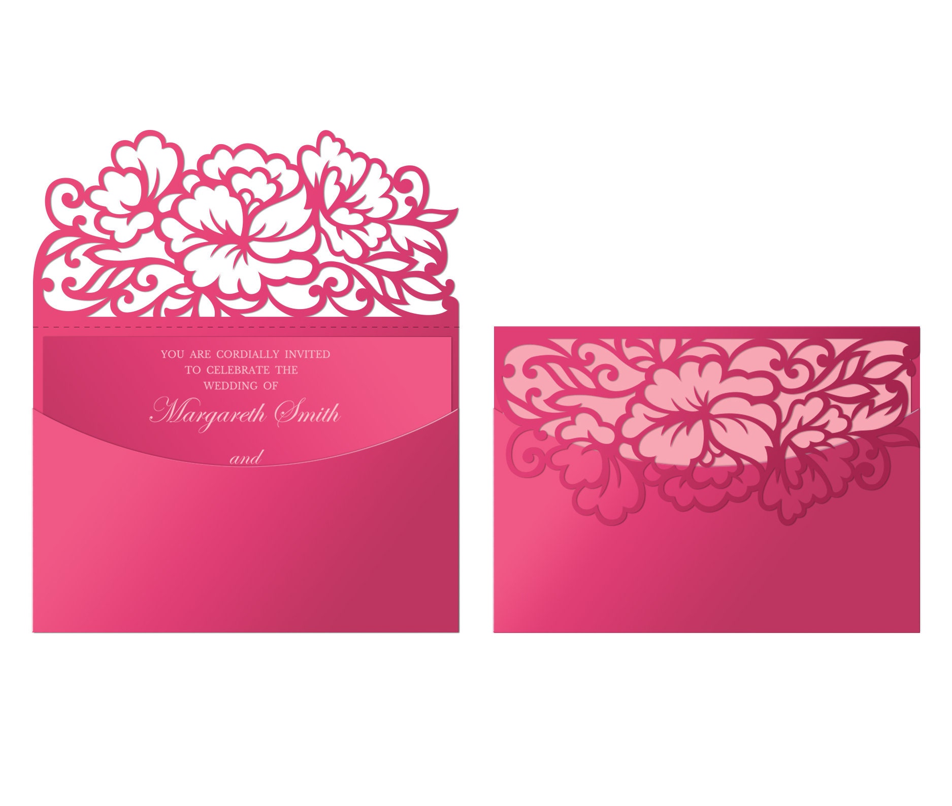 Download Laser Cut Floral Pocket Wedding Invitation Envelope 5x7 Svg Etsy