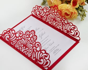 5x7 Gate-fold Wedding Invitation laser cut Card Template, SVG DXF cutting file, Silhouette Cameo, Cricut Digital download
