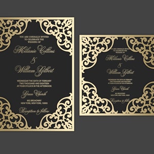 Frame 5x5, 5x7 Laser cut Pocket Wedding Invitation Envelope, SVG, ai, cdr, eps, pdf Template, Silhouette Cameo, Cricut digital cutting file