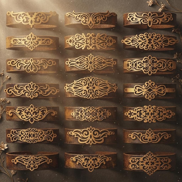 SVG Bracelet Bundle Leather jewelry - Leather bracelets - Laser cut necklace - SVG DXF Glowforge Vector Cutting File