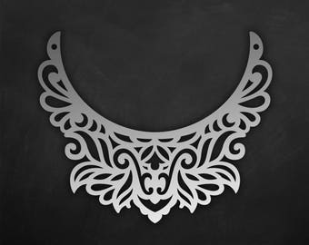 Plantilla de collar de babero de cuero ornamental, archivo de corte láser vectorial / SVG, diseño de accesorios DXF Cosplay, patrón de bisutería Cricut maker