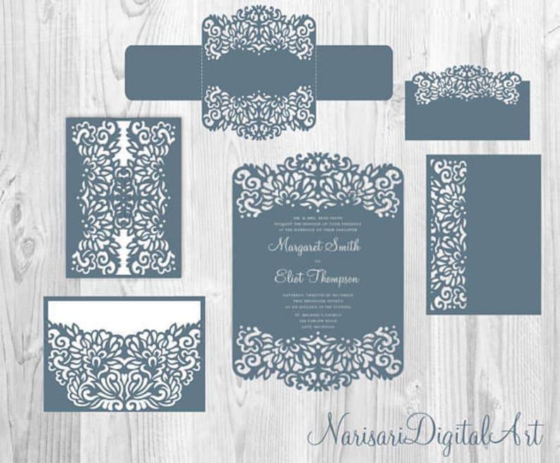 Download Set Svg Files Cricut Laser Cut Wedding Invitation Templates Silhouette Cameo Gate Fold Card Envelope Belly Band Rsvp Place Card Invitation Kits Paper Party Supplies Vadel Com