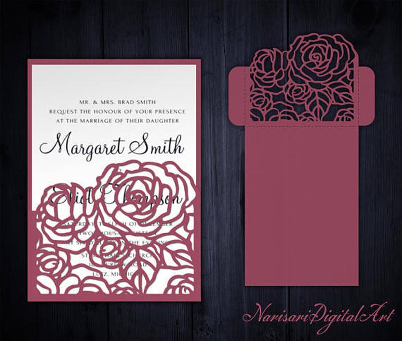 Download Roses Set Cricut Wedding Invitation Template Gate Fold ...