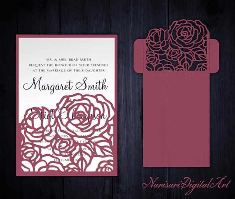 Roses Set Cricut Wedding Invitation Template Gate Fold ...