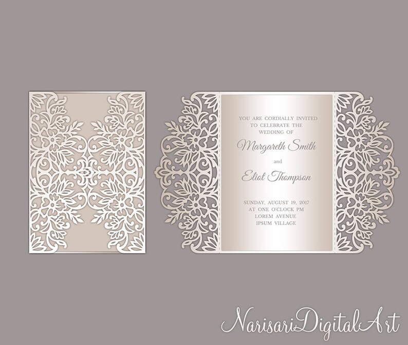 Laser Cut Wedding Invitation Set Cricut Template Gate Fold Etsy Australia