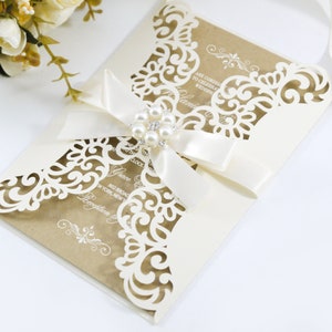 5x7 Gate-fold Wedding Invitation modèle de carte découpé au laser, fichier de découpe SVG DXF, Silhouette Cameo, Cricut Téléchargement numérique
