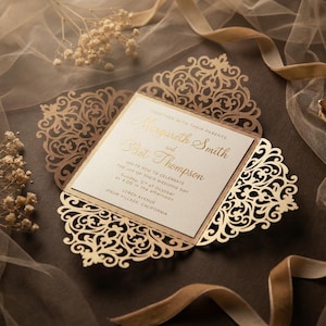 SVG Wedding invitation four fold - (dxf ai cdr eps) Card Pattern Template - Laser Cut - Cricut Silhouette Cameo - Instant Download