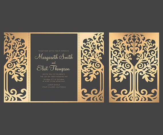 Download Love Tree Wedding Invitation Laser Cut Pattern Card Template Etsy