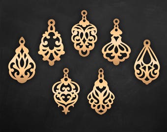 Faux leather earrings Set, Ornamental Pendant laser cut templates, Cutting File / SVG, DXF Cricut/Silhouette Cameo bijouterie design