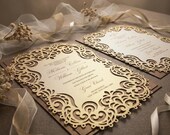 Ornamental laser cut Wedding Invitation Card frame template, Table number card  Vector DXF SVG PLT files, Silhouette Cameo, Cricut cutting