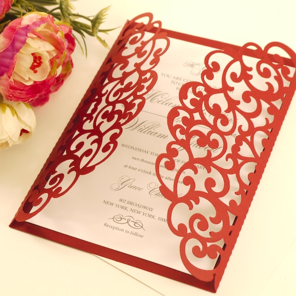 Laser Cut Wedding Invitation Template Etsy
