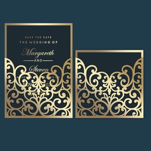 Lasergeschnittener Taschen-Hochzeitseinladungsumschlag 5x7, 5x5, SVG, ai, cdr, eps, Vorlage, Quinceanera-Karte, Silhouette Cameo, Cricut-Schneidedatei