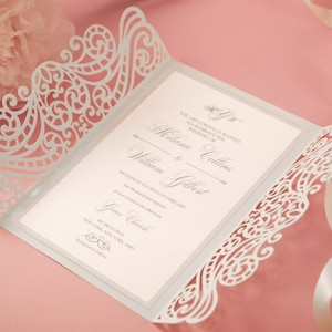 5x7 Gate-fold Hochzeitseinladung, lasergeschnittene Kartenvorlage, SVG DXF-Schneidedatei, Silhouette Cameo, Cricut Digitaler Download