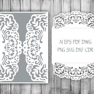 5x7'' Rustic Gate-fold Wedding Invitation laser cut Card Template, Quinceanera Invitation, SVG cutting file, Silhouette Cameo, Cricut