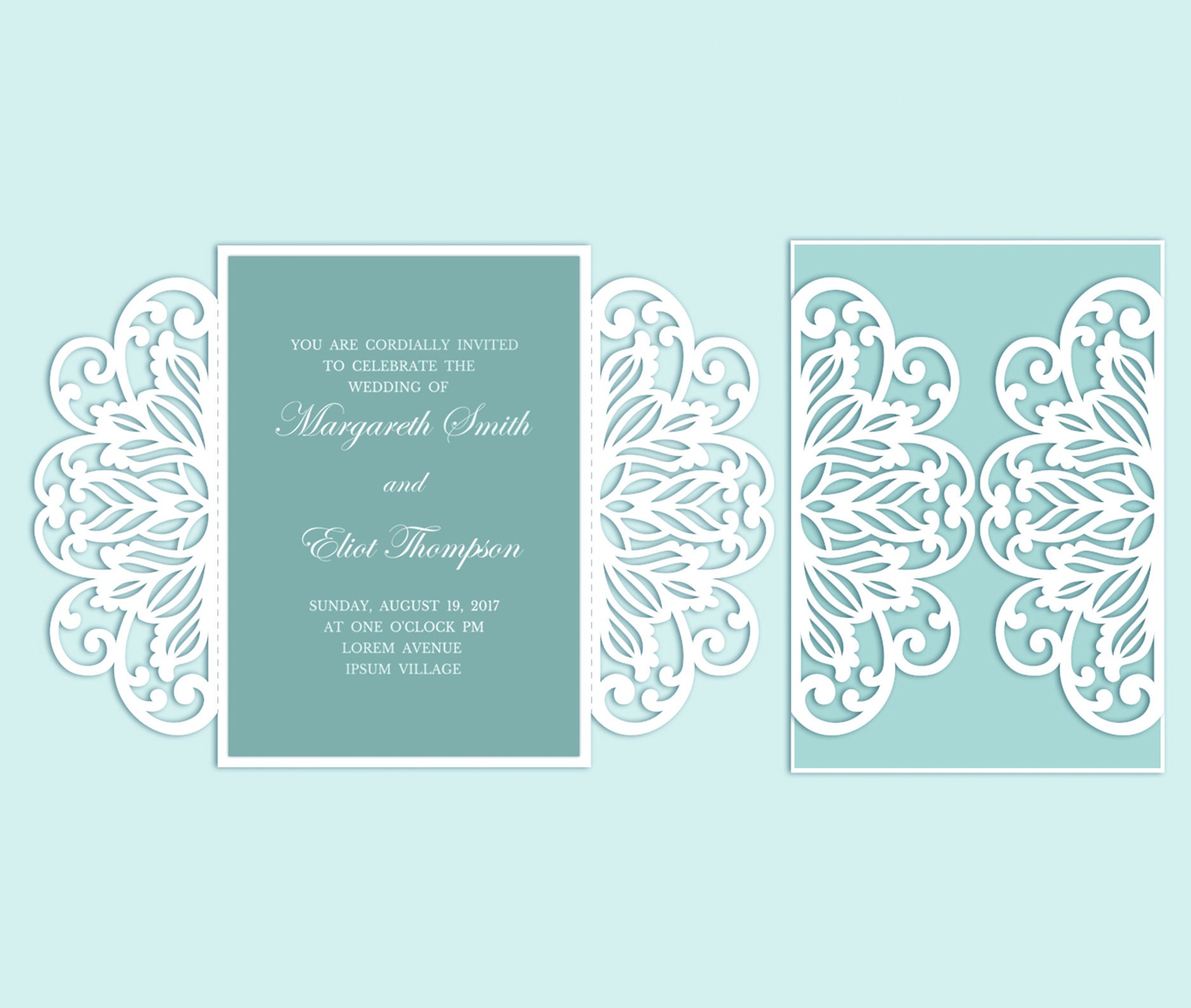 5x7 Gate Fold Wedding Invitation Laser Cut Card Template Svg Etsy