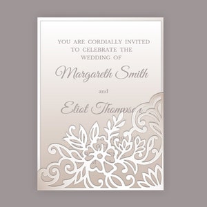 Blumentaschen-Hochzeitseinladungsumschlag 5x7, SVG-Vorlage, Quinceanera-Karte, lasergeschnittener Vektor, Silhouette Cameo, digitale Cricut-Datei