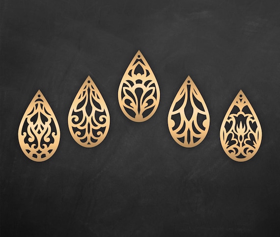 Tear Drop SVG Pendant SVG Earrings Bundle Leather Earring